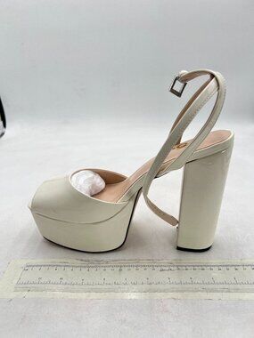 FSJ White Comfortable Chunky Heel Platform Ankle Strap Open Toe Buckle Sandal